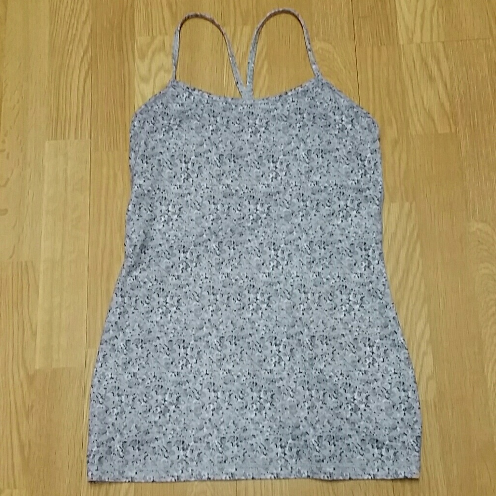 LuluLemon Gray Floral Power Y Tank Size 6